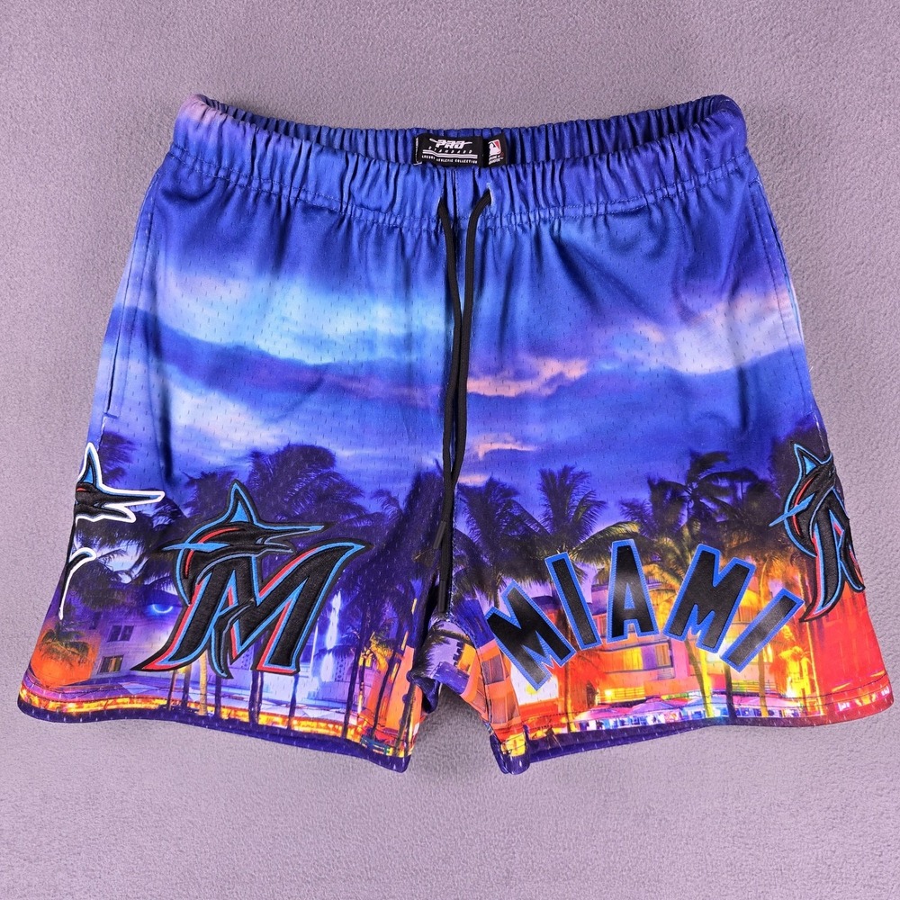 Pro Standard Miami Marlins Shorts Team Classic Men's Small Vaporwave